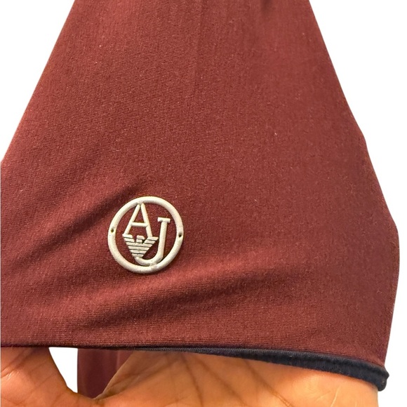 Armani Exchange Men's Slim Fit Short Sleeve Pima Cotton V-Neck Shirt, Burgundy - Picture 10 of 16